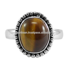 Tiger Eye Gemstone 925 Solid Silver Ring Jewelry